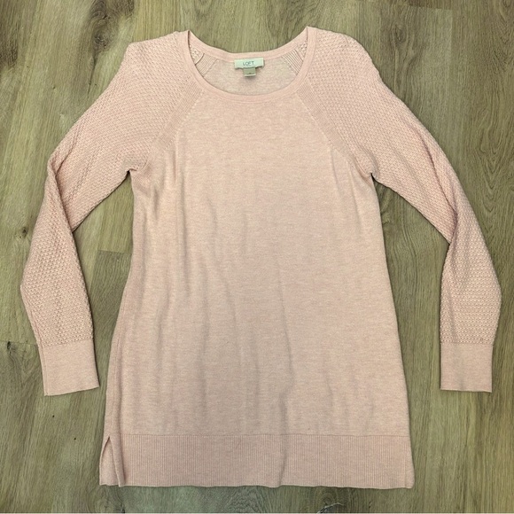 LOFT Light Pink Long Sleeve Knit Sweater size M - Picture 4 of 8